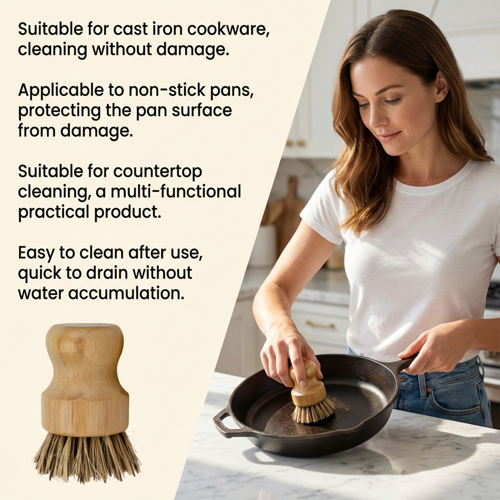 Short Handle Pot Brush Kitchen Cleaning Tool Easy To Operate For Pots Bowls Sinks Various Cookwares