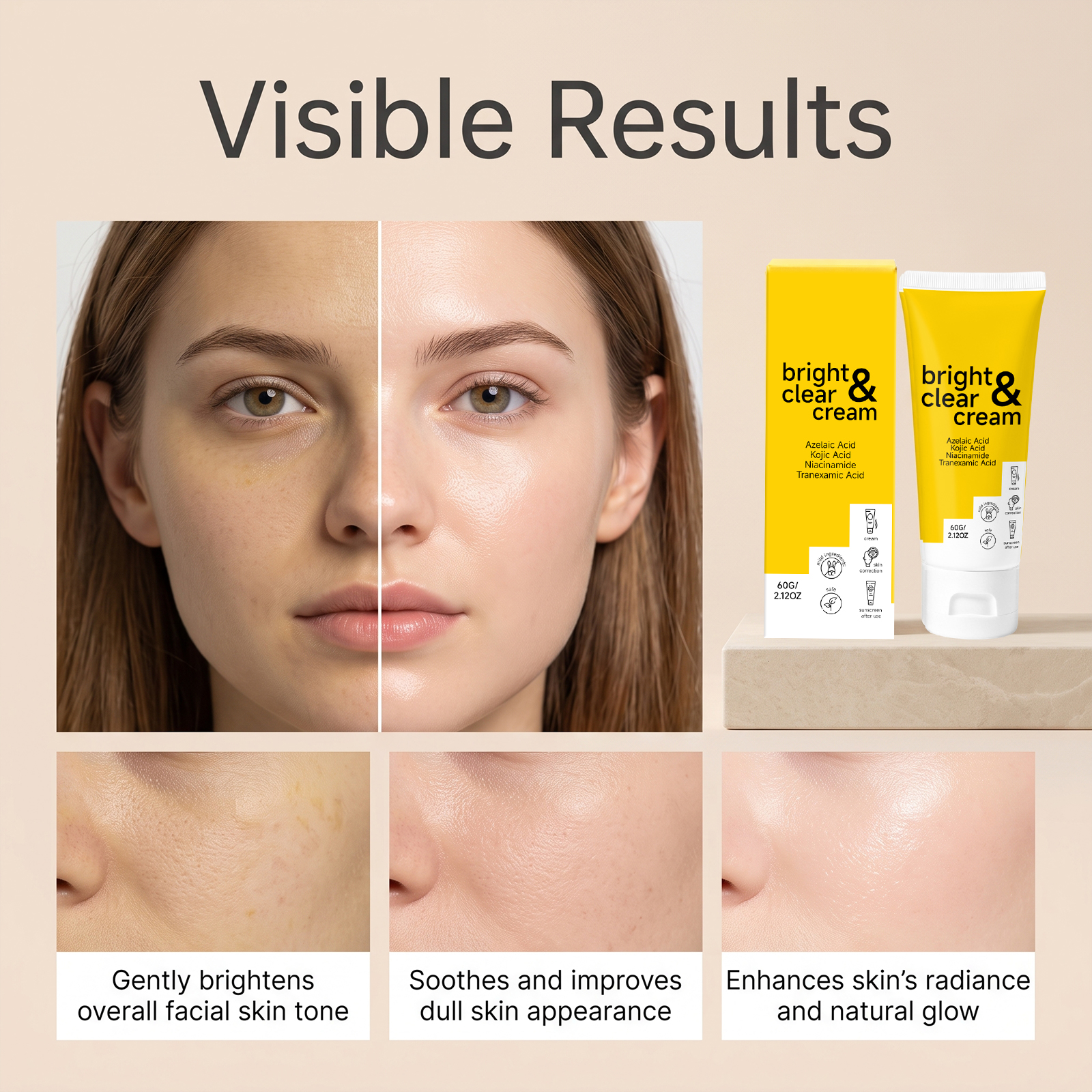 Moisturizing Brightening Cream Dense Texture Hydrate Refreshing Translucent Glow Facial Skin Care Lotion