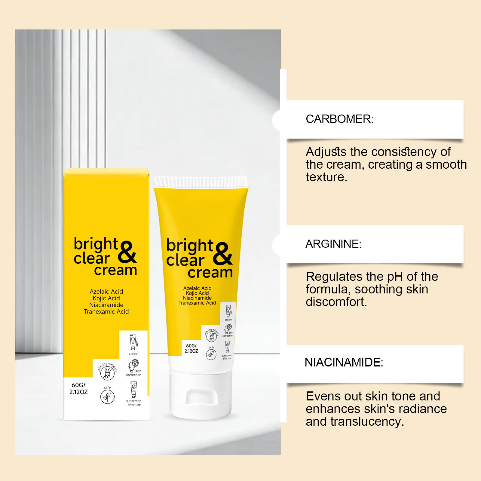 Moisturizing Brightening Cream Dense Texture Hydrate Refreshing Translucent Glow Facial Skin Care Lotion