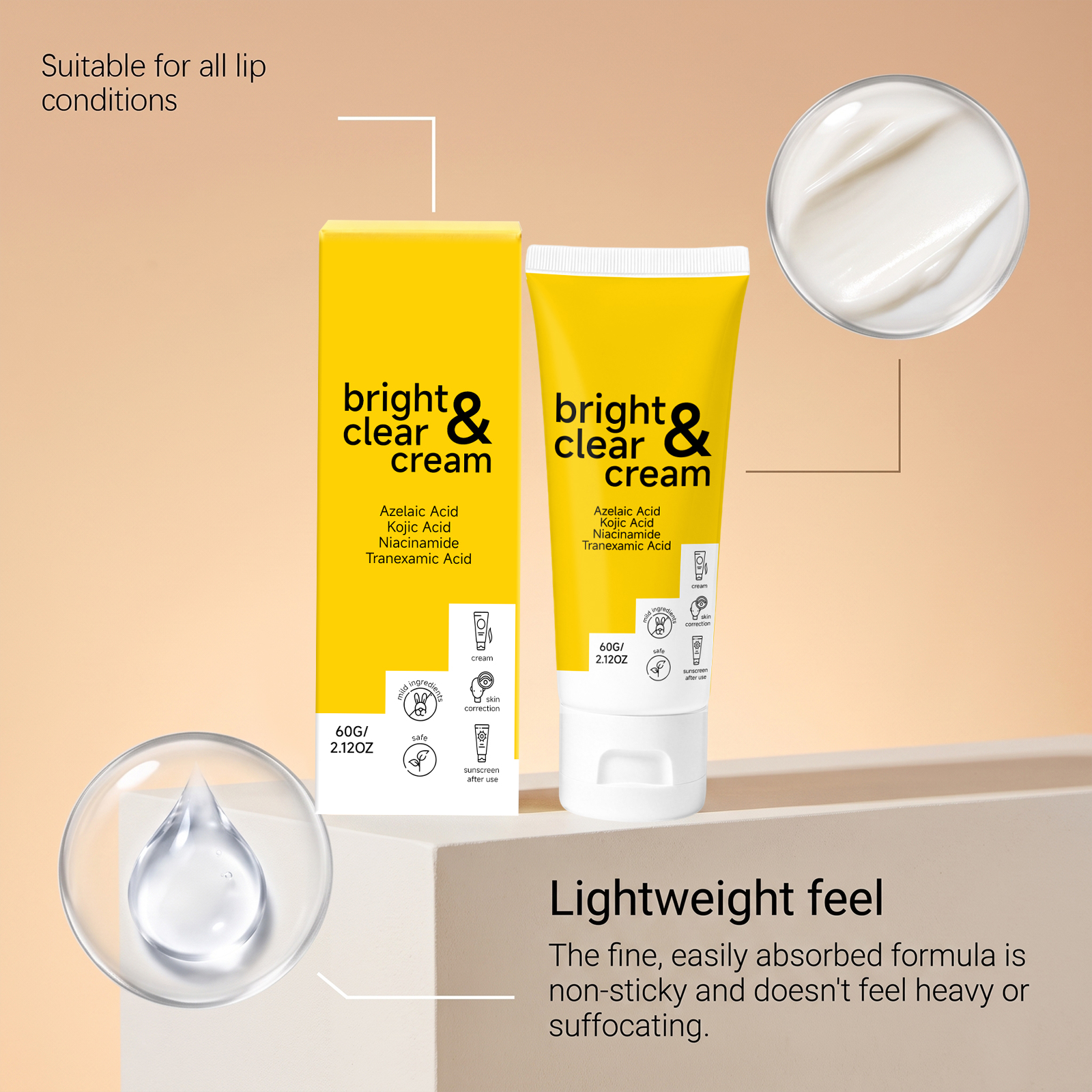 Moisturizing Brightening Cream Dense Texture Hydrate Refreshing Translucent Glow Facial Skin Care Lotion