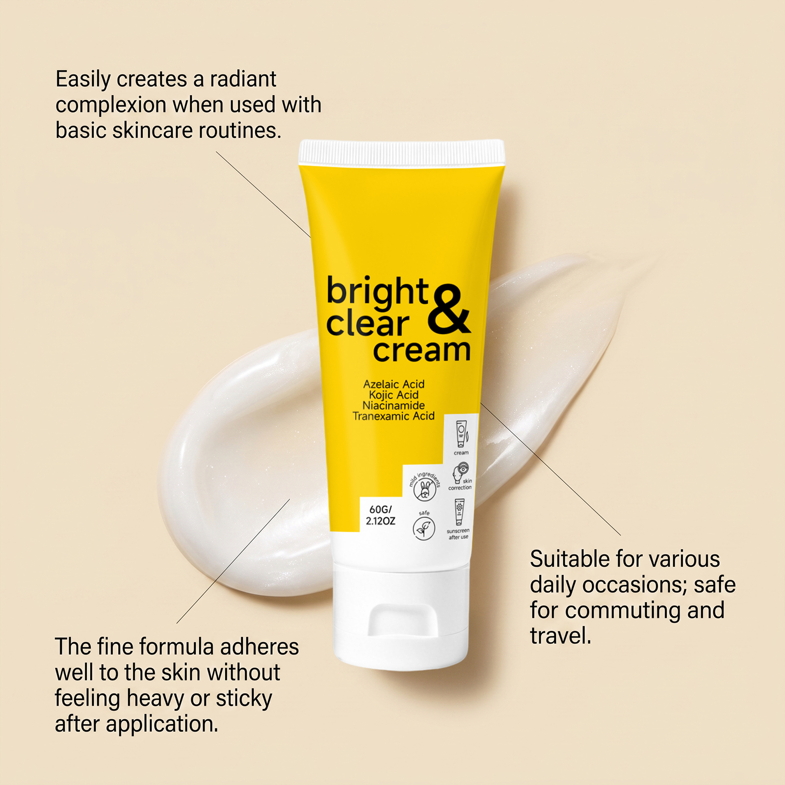 Moisturizing Brightening Cream Dense Texture Hydrate Refreshing Translucent Glow Facial Skin Care Lotion
