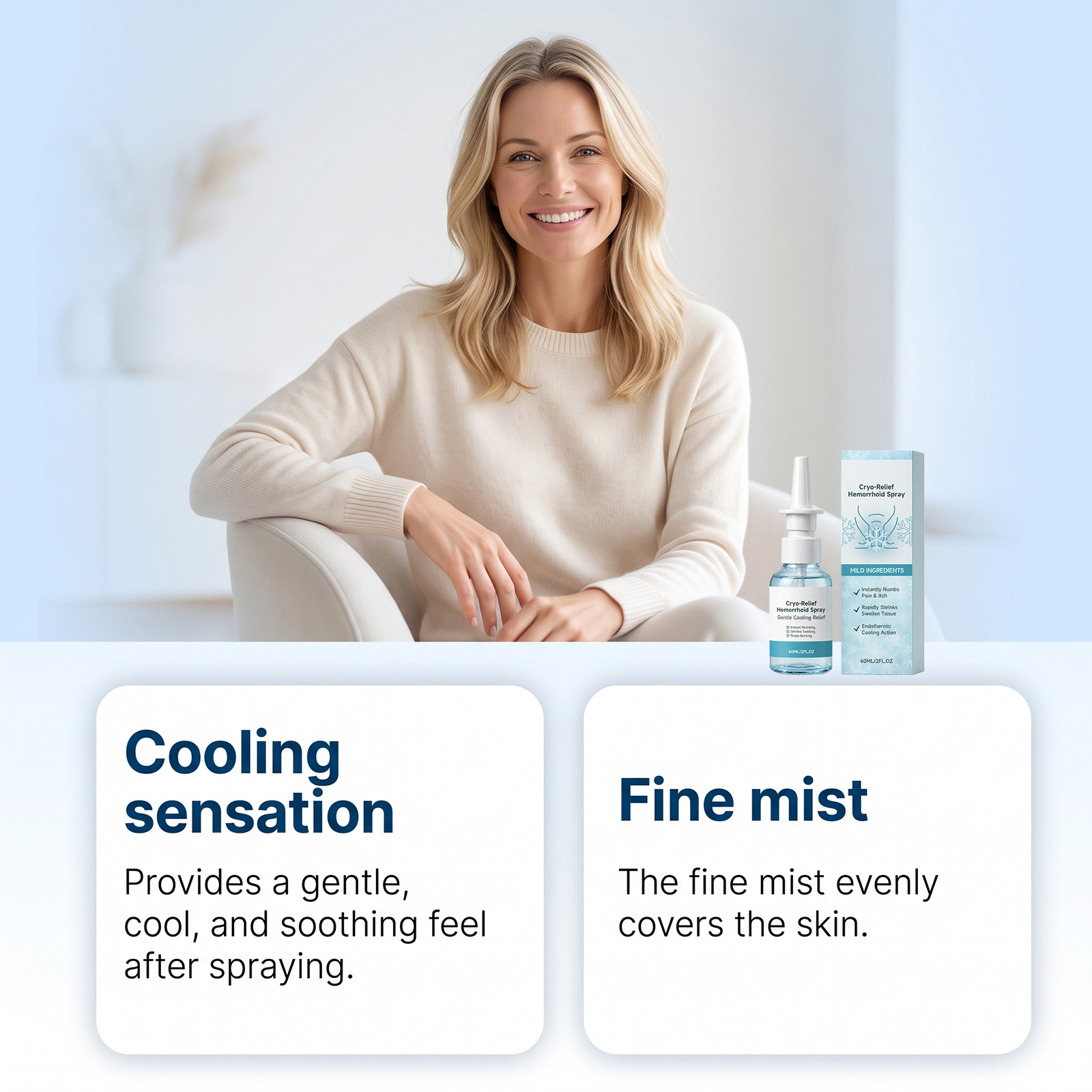 Cooling Comfort Spray Light Texture Mild Care Soft Skin Hydrating Moisturizing Body Daily Care