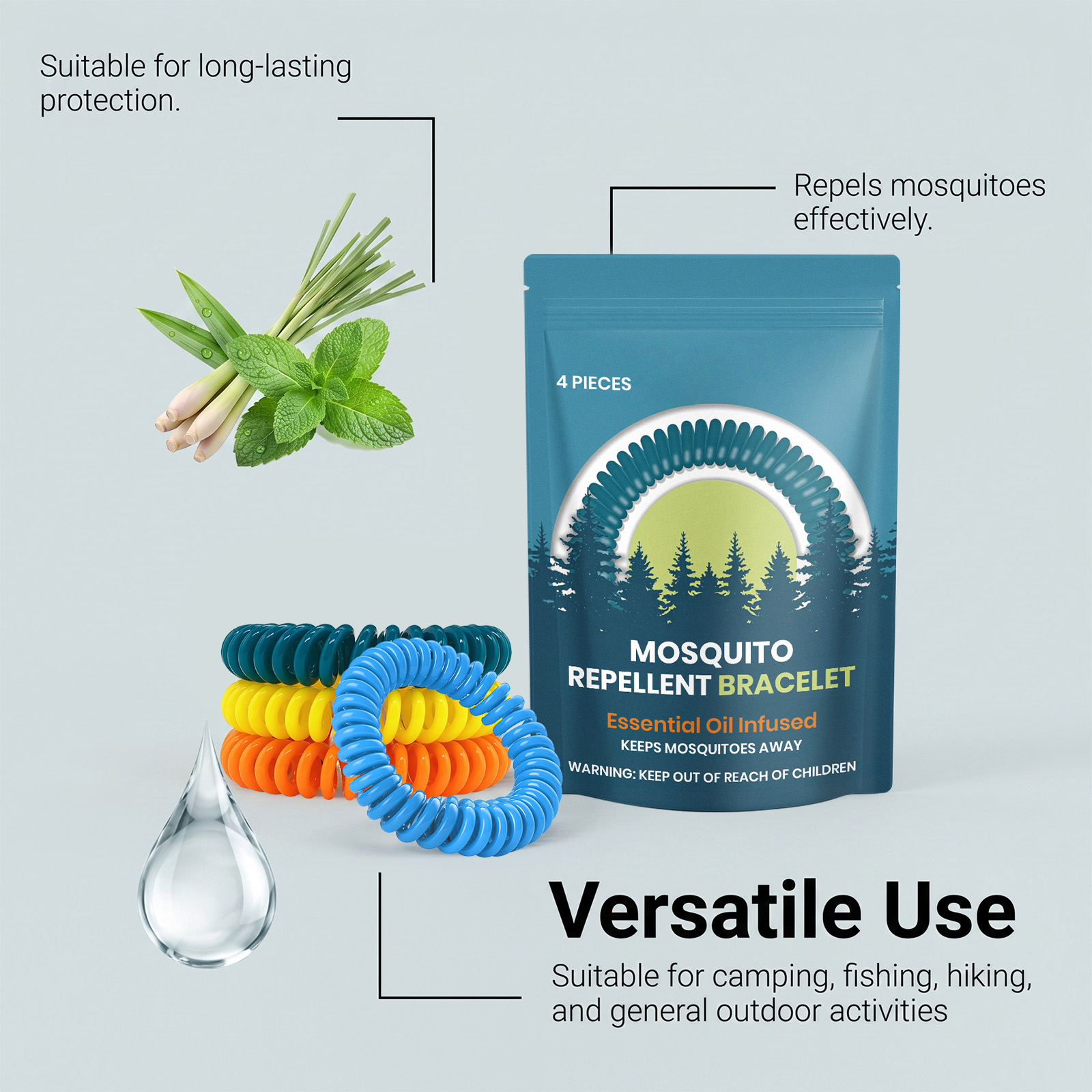 Mosquito Repellent Bracelet Mild Portable Light Match Shade Universal Home Outdoor Kid Adult