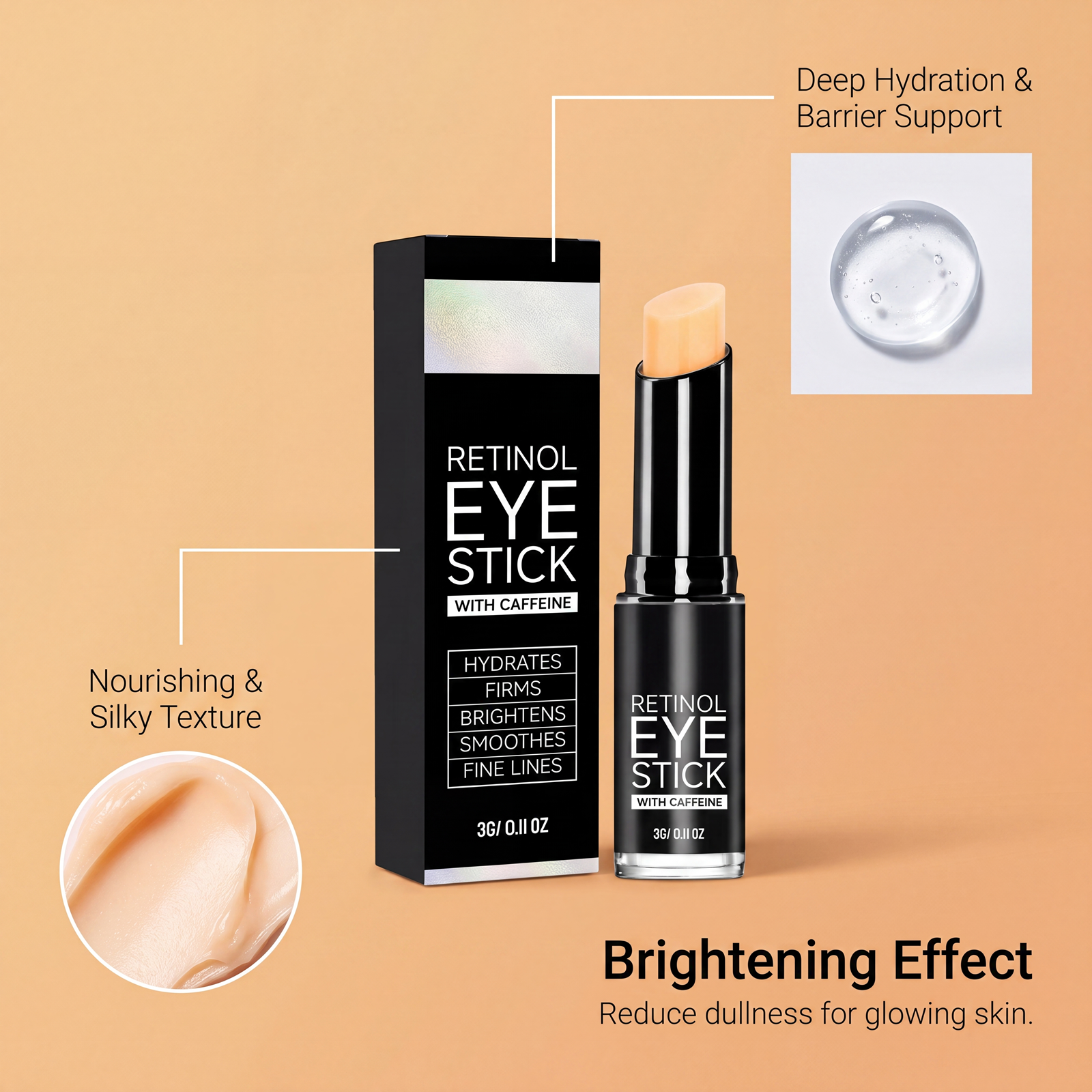 Brightening Eye Cream Stick Mild Hydrating Nourishing Soft Elastic Lightweight Daily Periorbital Skin Eye Care