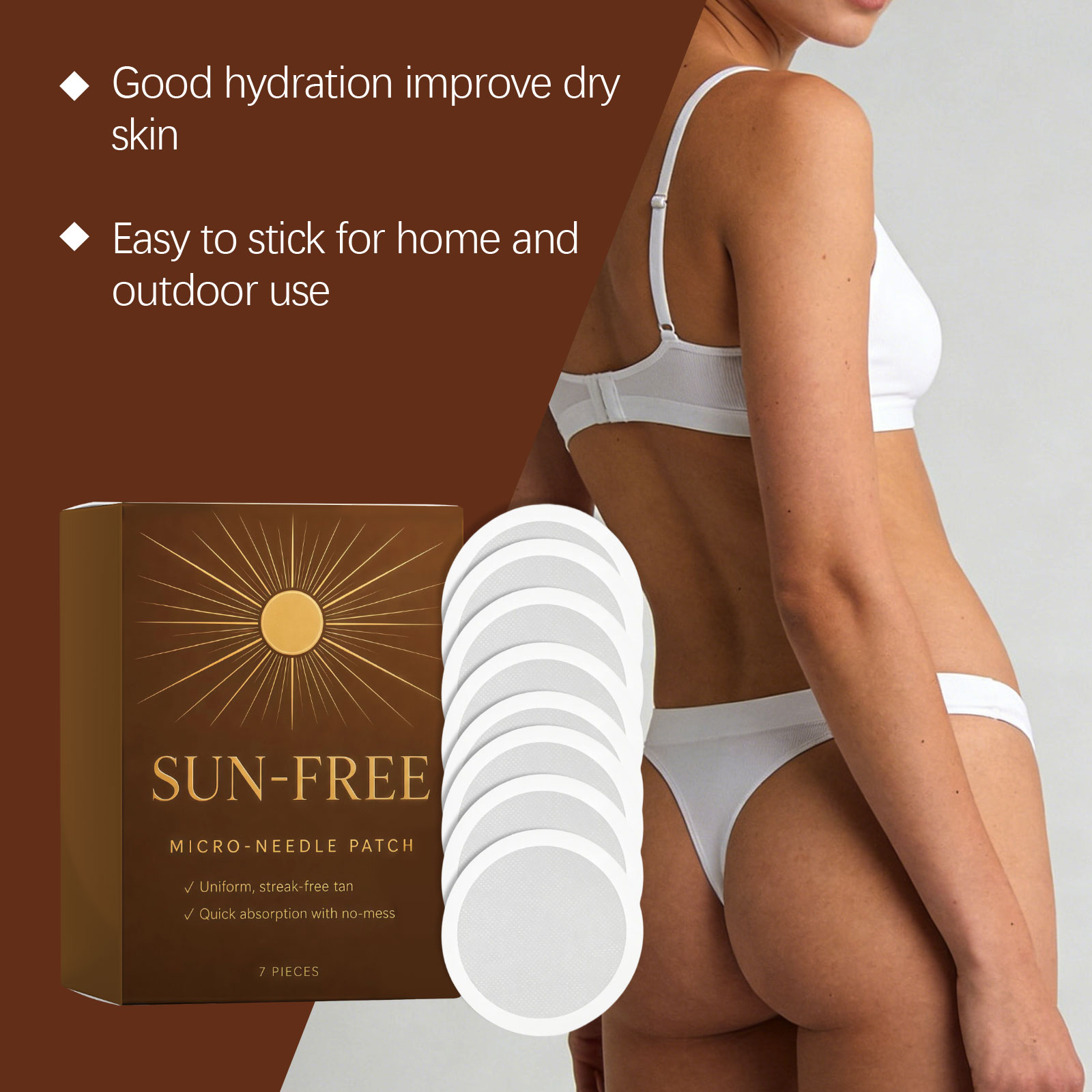 Self Tanning Micro Needle Patch Gentle Skin Safe For Face Neck Body Daily Home Cosmetic Care Tool