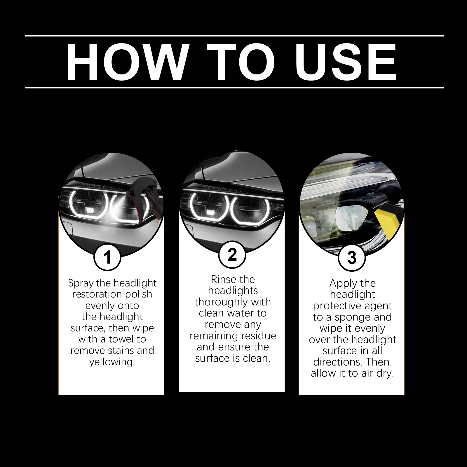 Car Headlight Repair Polishing Kit Boost Clarity Remove Yellowing Strengthen Coating Slow Aging For Auto Lamp