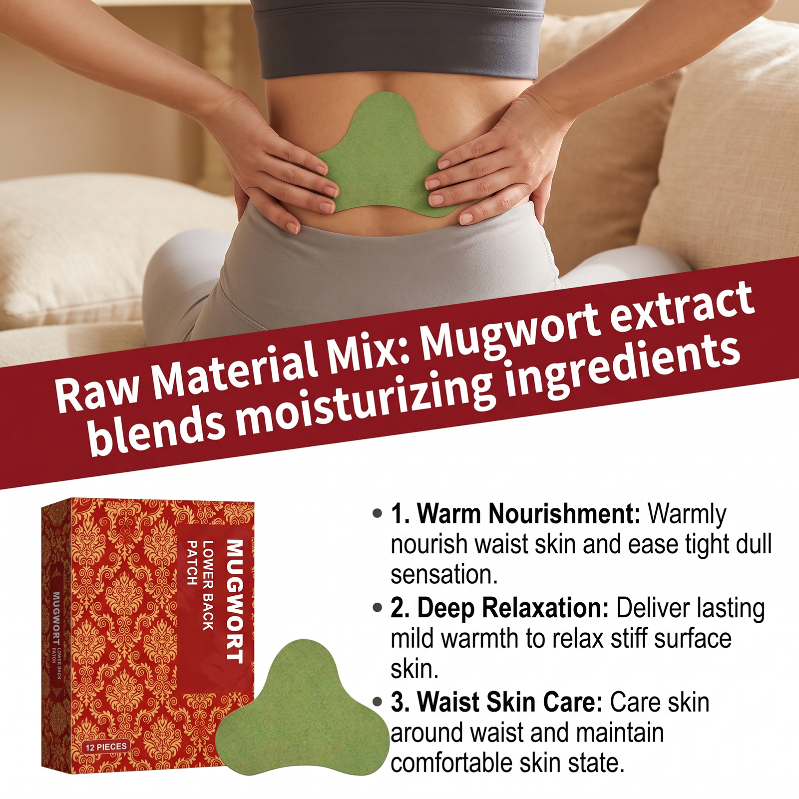 Mugwort Care Patch Natural Fit Waist Skin Skin Friendly Breathable Mild Massage Moisturizing External Nursing Sticker