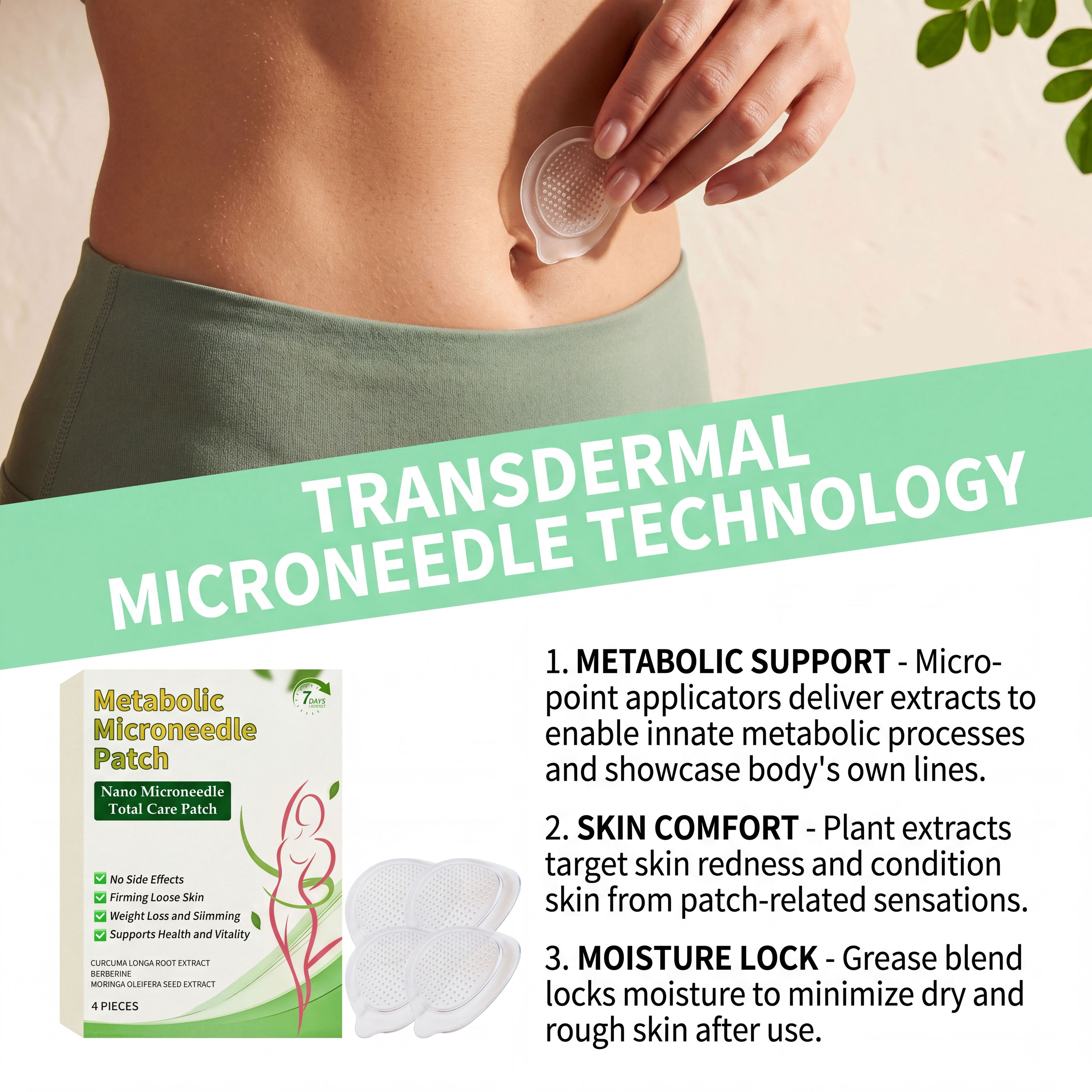 Body Care Patch Turmeric Plant Extract Slim Figure Shaping Skin Friendly Comfort Care Patch