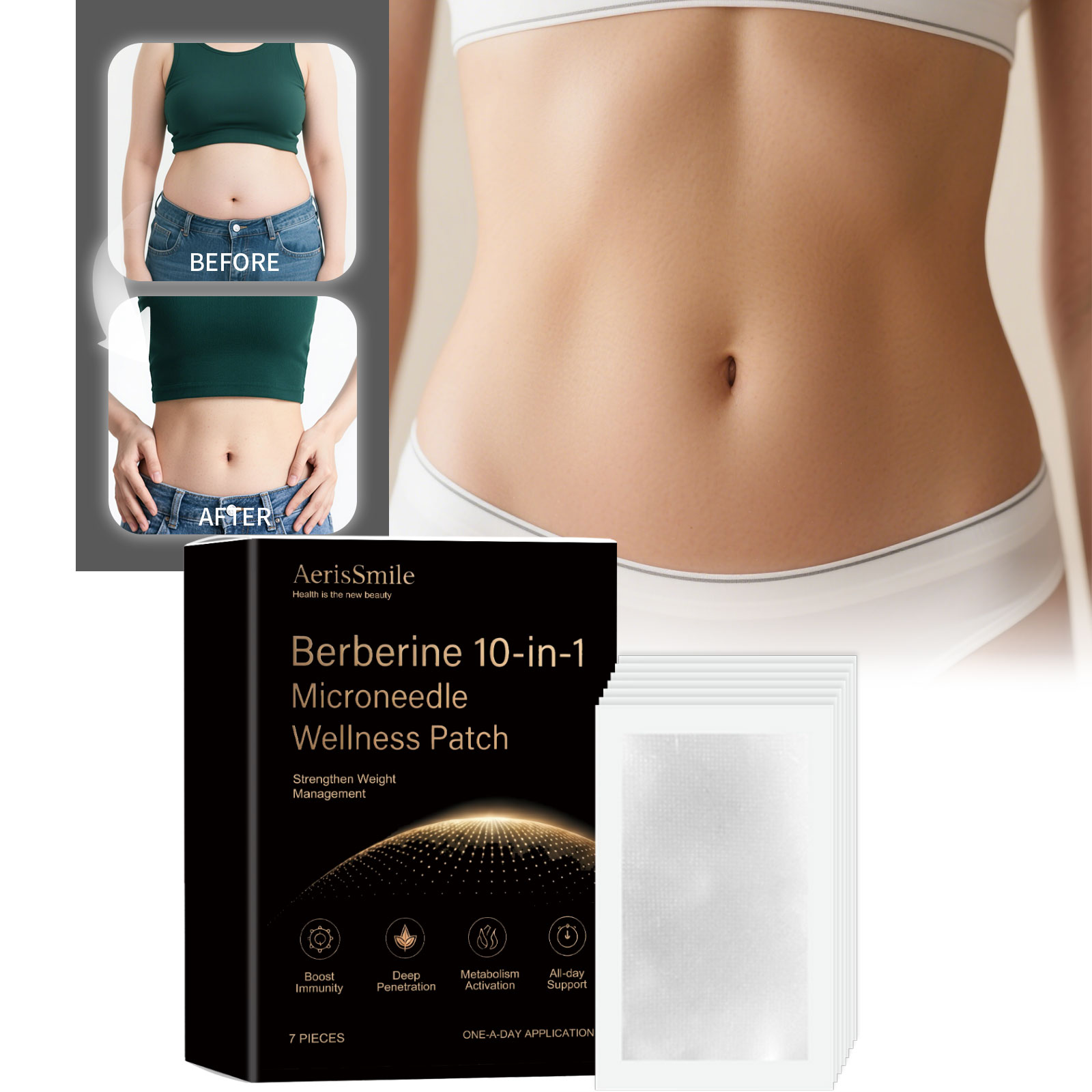 Body Slimming Microneedle Patch Mild Vitamin C E Deep Release Ingredients Convenient Instant Use Skin Maintenance