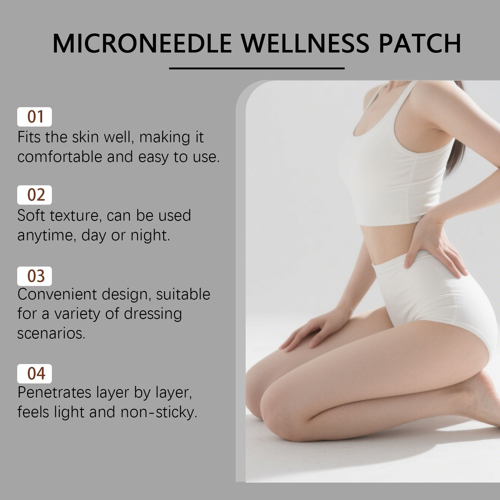 Body Slimming Microneedle Patch Mild Vitamin C E Deep Release Ingredients Convenient Instant Use Skin Maintenance