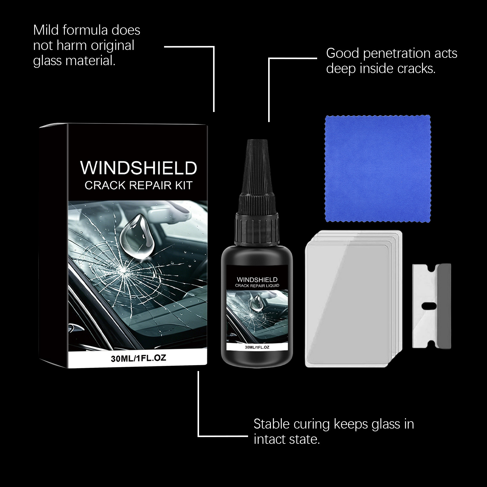 Windshield Crack Repair Kit For Automotive Front Windshield Household Convenient Operation Set For Vehicle Front Glass Surface