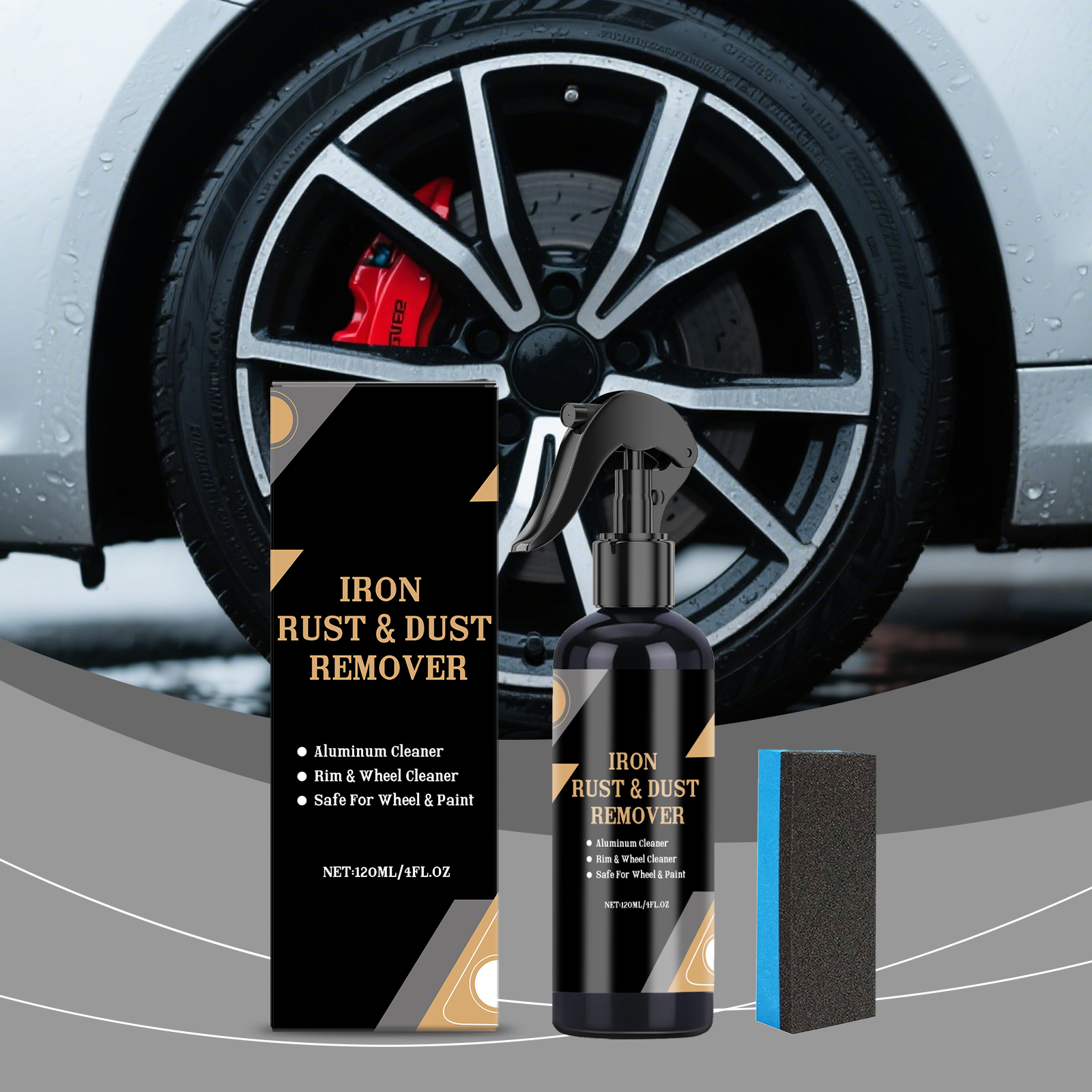 Wheel Rust Removal Spray Gently Cleans Metal Stains Preserves Surface Gloss For Various Vehicle Care