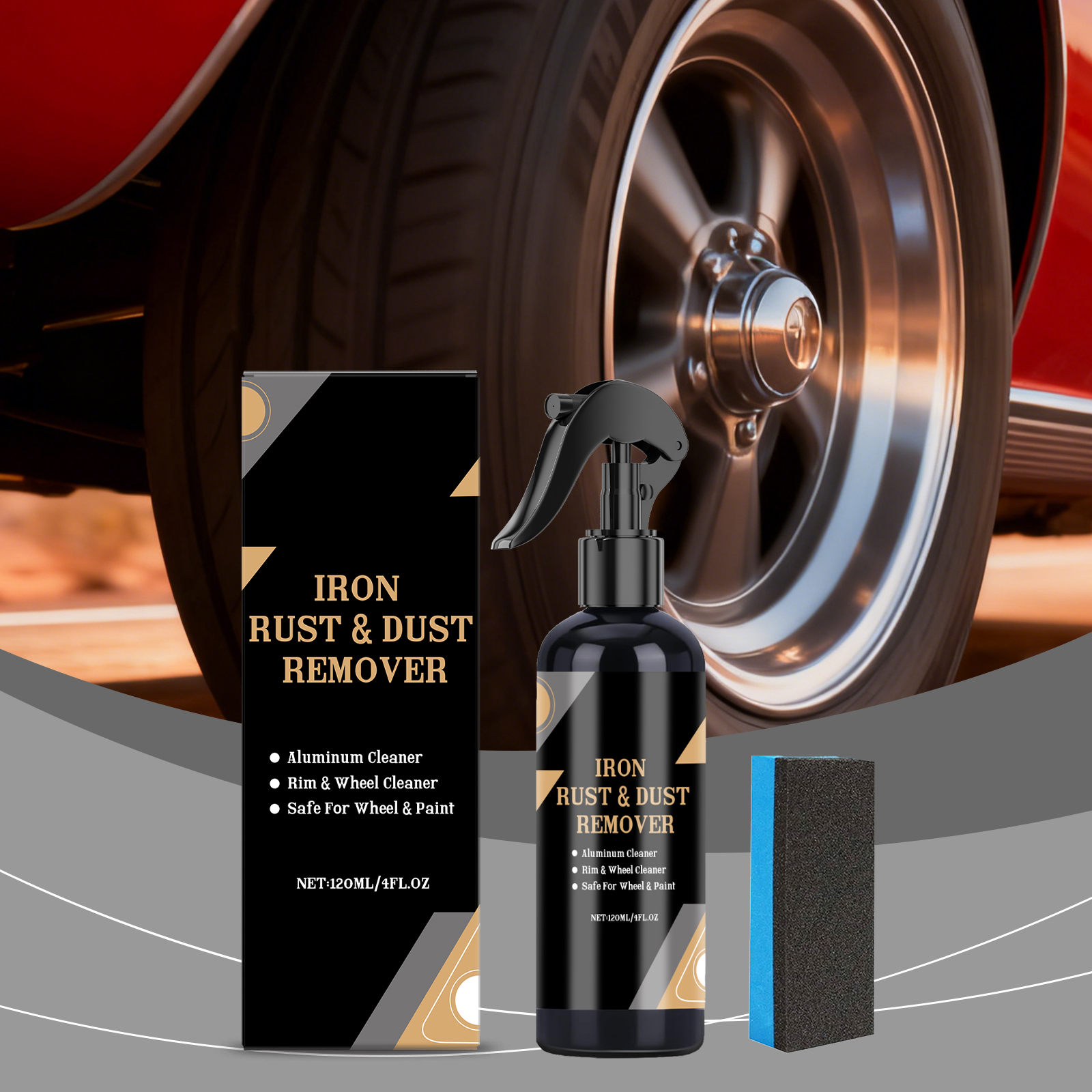 Wheel Rust Removal Spray Gently Cleans Metal Stains Preserves Surface Gloss For Various Vehicle Care