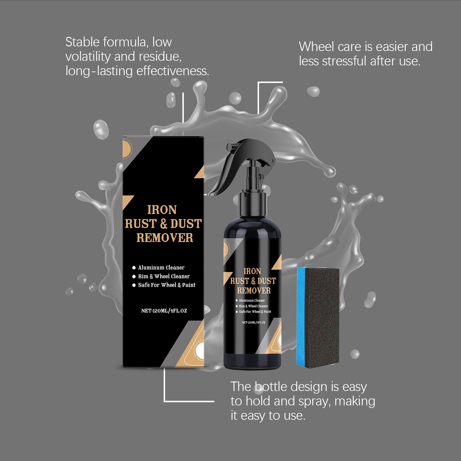 Wheel Rust Removal Spray Gently Cleans Metal Stains Preserves Surface Gloss For Various Vehicle Care