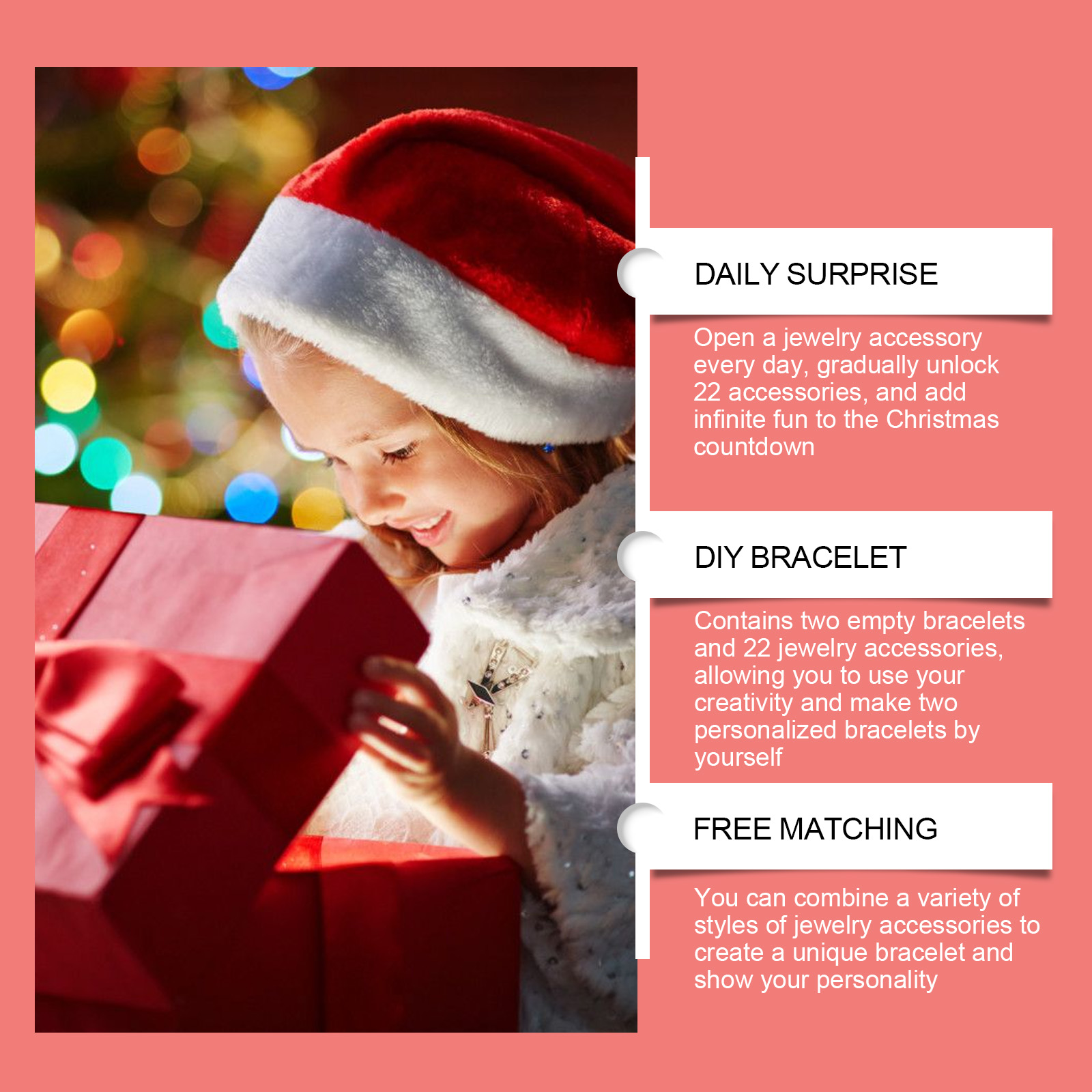 Dowmoo 24 Grid Christmas Advent Calendar Diy Bracelet Blind Box Christmas Festive Fun Creative Accessory
