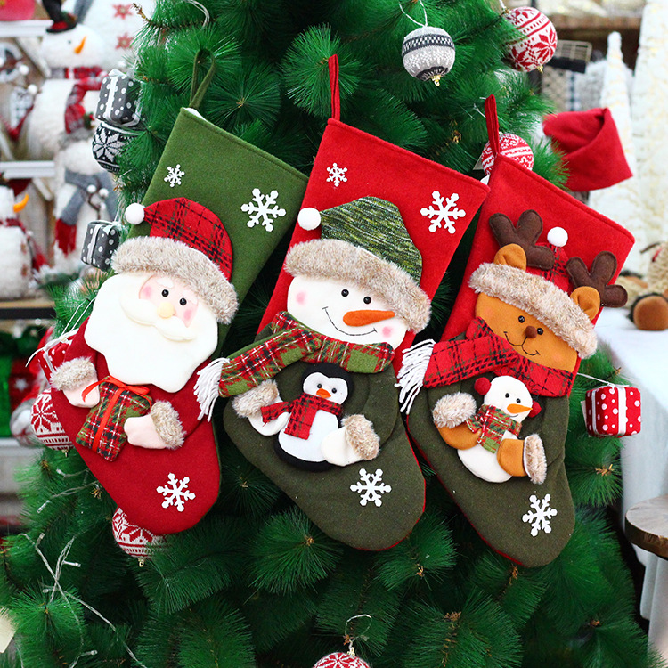 Christmas stockings Christmas Boot Gift Bags 50cm Stocking Ornaments for Tree Fireplace Wall Indoor Festive Display 3PCS