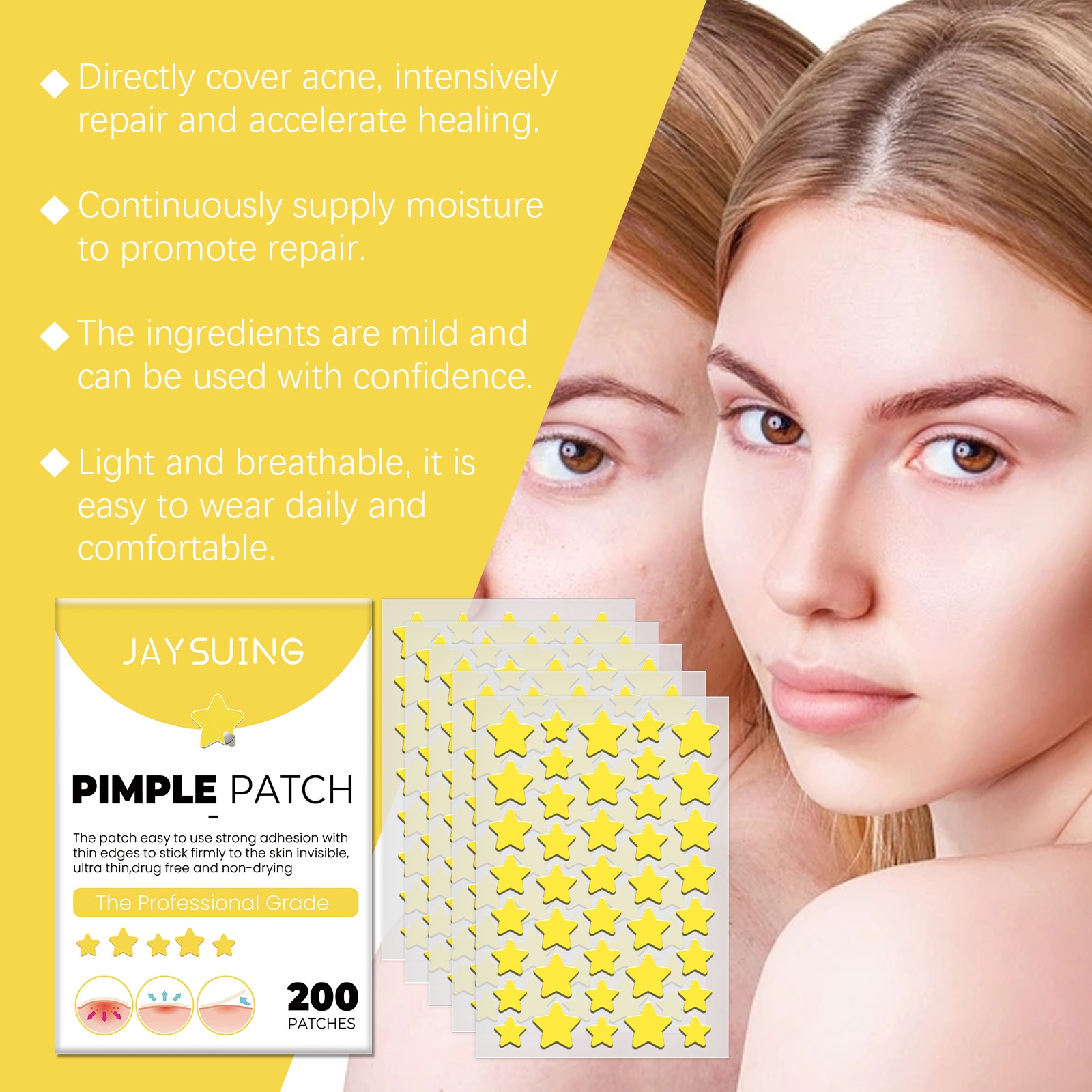 Star Shaped Facial Acne Patch Acne Clearing Skin Care Invisible Cover Facial Care Pimple
