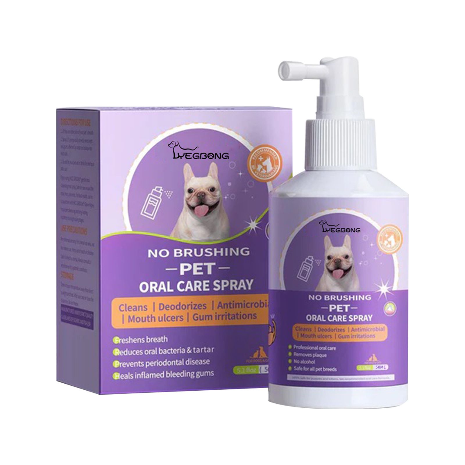 Pet Oral Care Spray Freshens Breath Reduces Plaque Tartar for Dogs and Cats 50ml