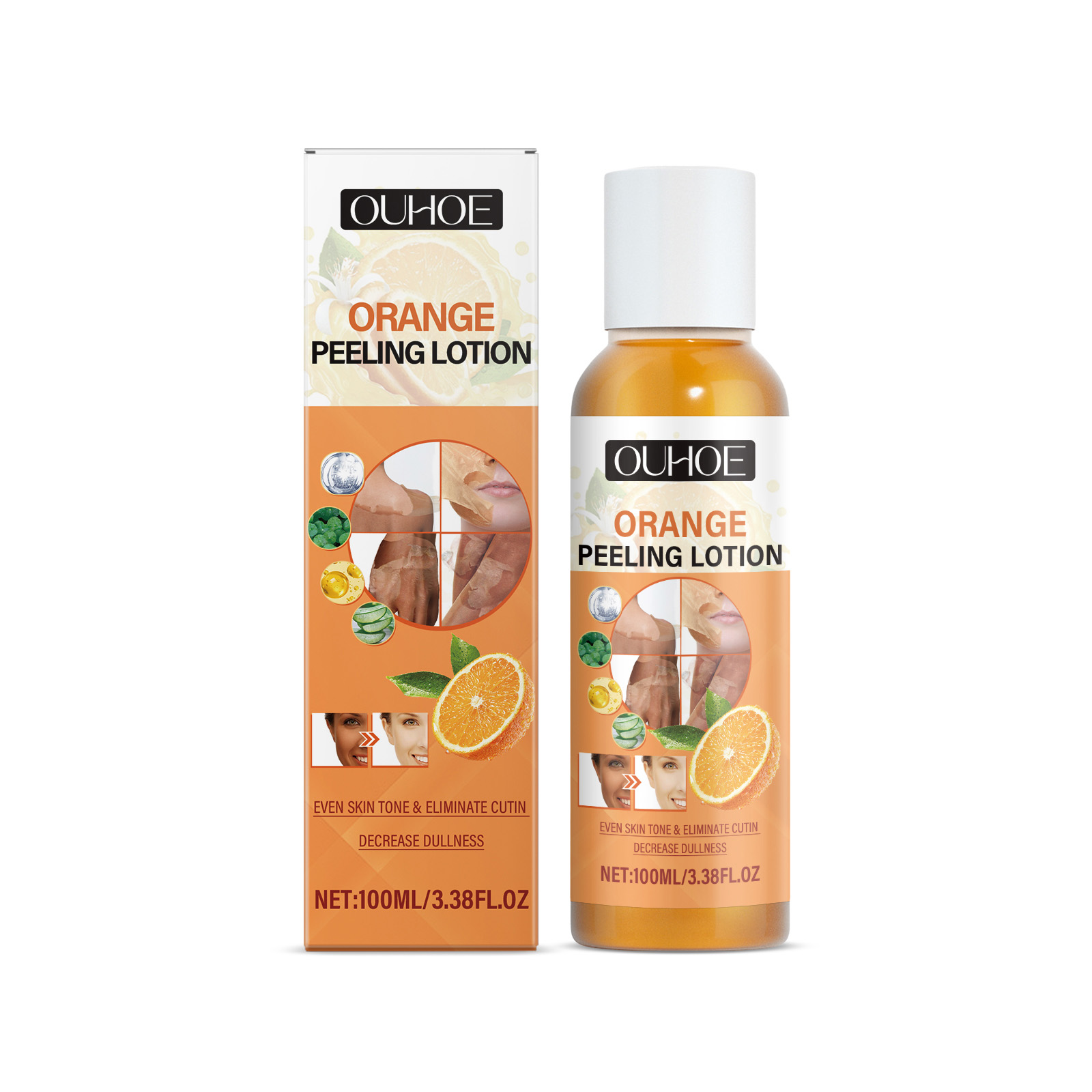 Orange Peel Body Lotion Vitamin C Hyaluronic Acid Centella For Exfoliating Dark Spot Fading And Skin Brightening Daily Care