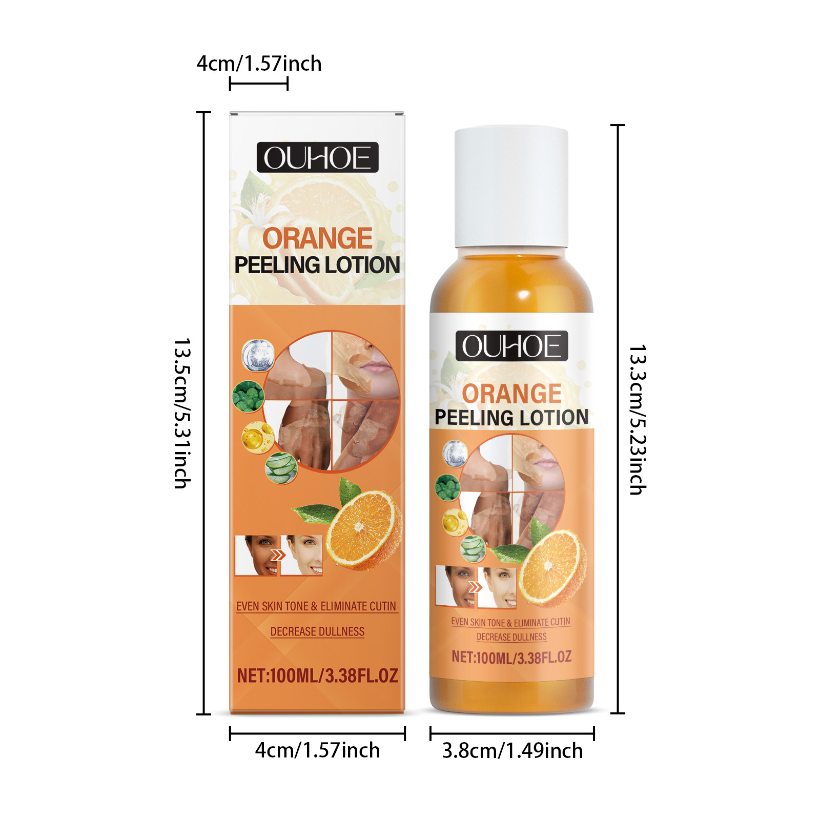 Orange Peel Body Lotion Vitamin C Hyaluronic Acid Centella For Exfoliating Dark Spot Fading And Skin Brightening Daily Care