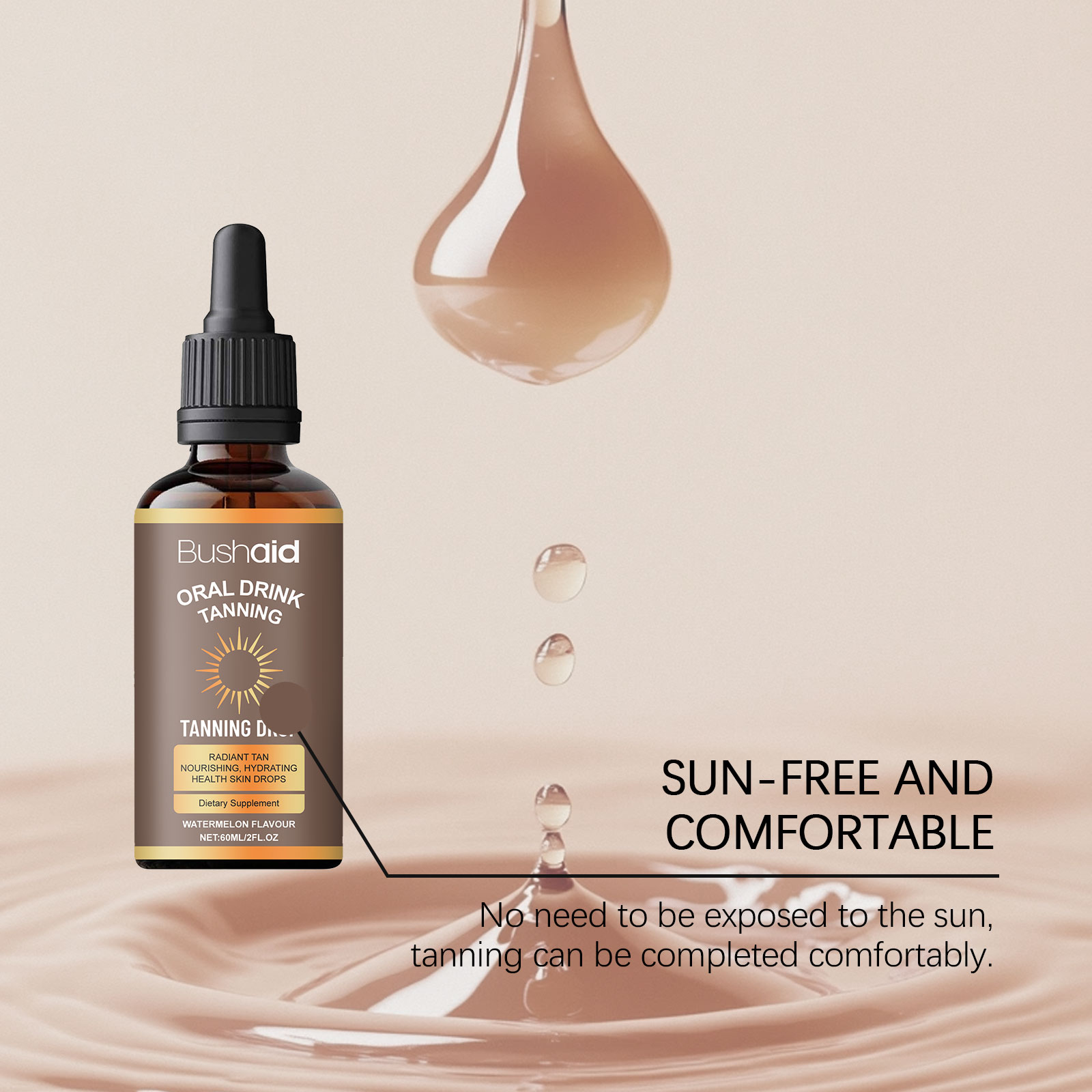 2PCS Drinkable Sunless Tanning Drops To Moisturizing Bronzing Tanner Effortless Effective Dark-Tan Drops For Face Body