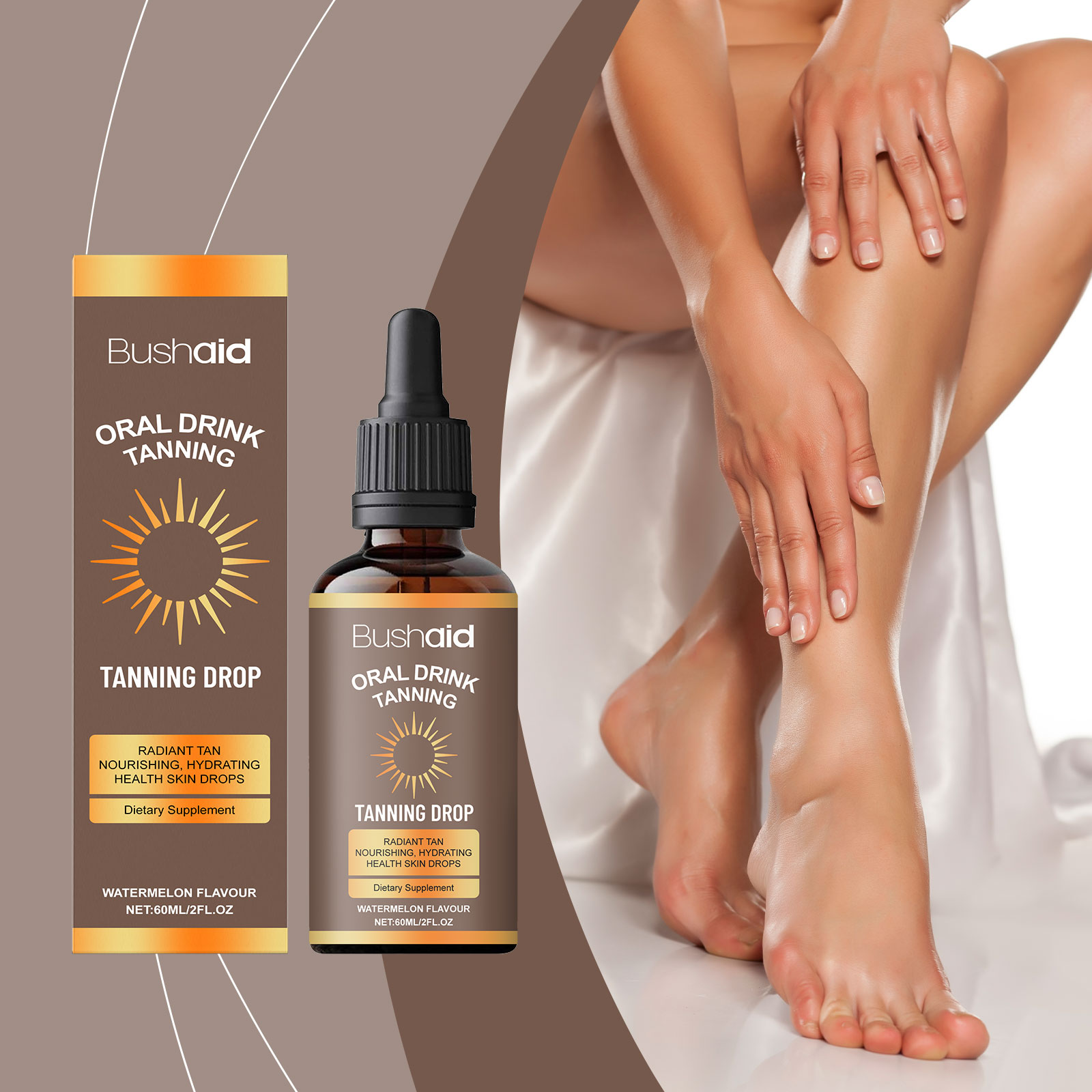 2PCS Drinkable Sunless Tanning Drops To Moisturizing Bronzing Tanner Effortless Effective Dark-Tan Drops For Face Body