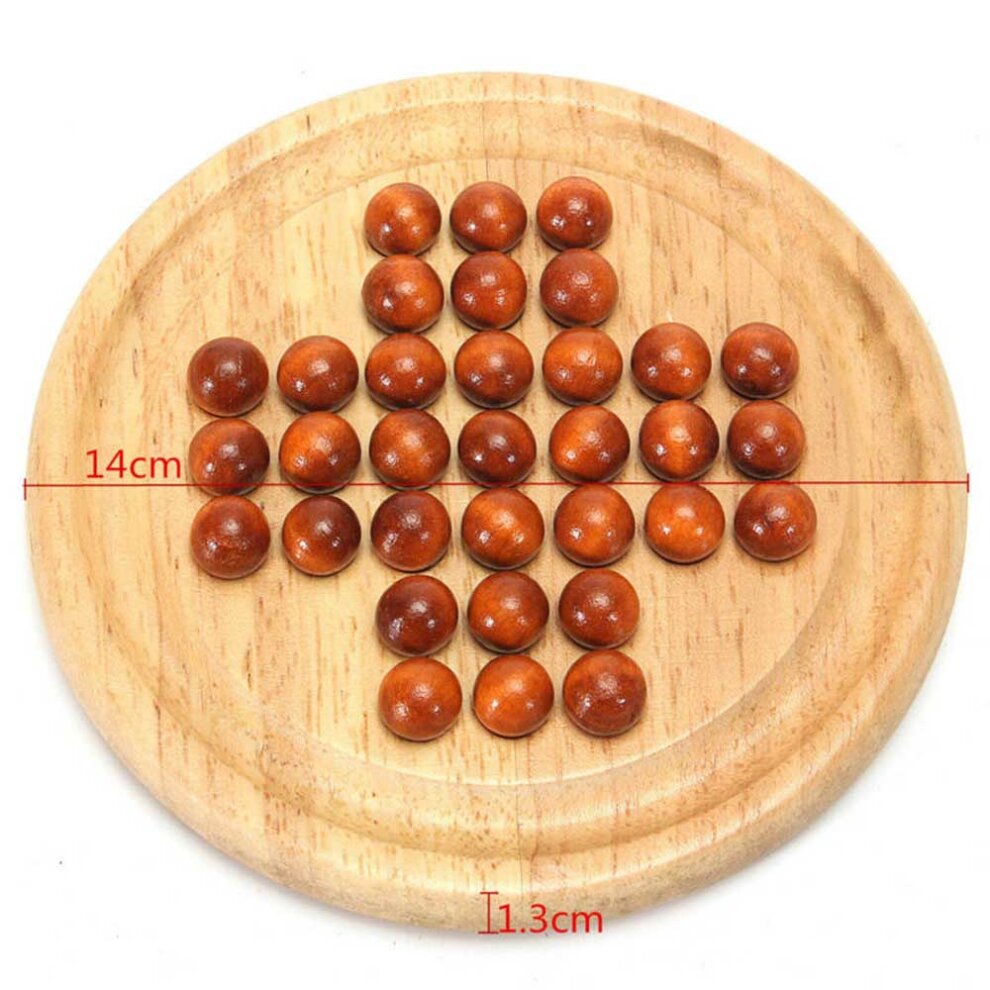 Wooden Solitaire Board Game Marble Child Educational Classic Fun Toy