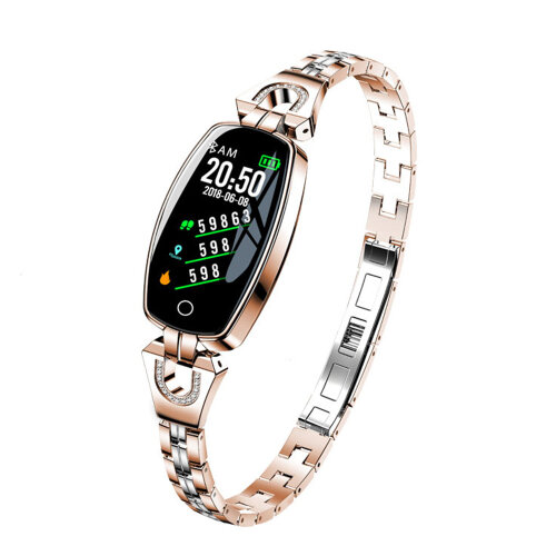 Smart Watch Bluetooth Bracelet  Lady Luxury Fitness Tracker Wristwatch Band with Heart Rate Monitor Variation Reminder Pedometer IP67 Waterproof Gold