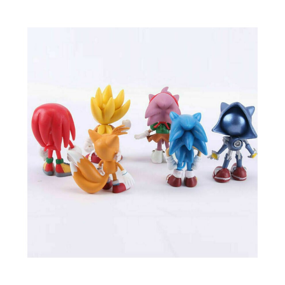 6PCS Sonic the Hedgehog Action Figure Cake Toper Birthday Gift Kids Toy