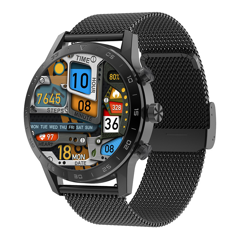 (Grey) Smart Watch Men IP68 Waterproof Smartwatch Stainless Steel Sport Wrist Watch ECG Monitor Fitness Bracelet for Android IOS