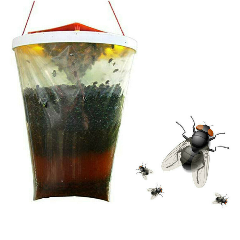 2X Fly Bag Trap Red Top Catcher Kills 20,000 Flies, Insect Pests