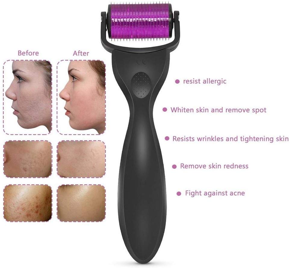 (White Purple) Derma Roller Microneedle Derma Roller DRS 3 In 1 Kit 180 600 1200 Titanium Needles Machine For Face Body Massage Skin Care 0.5mm 1.0mm 1.5mm