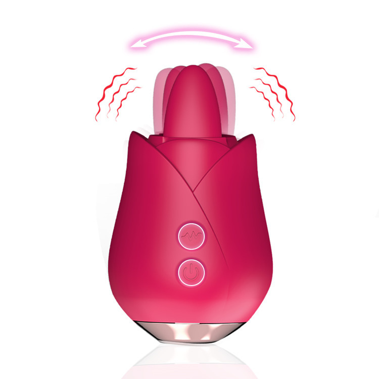 (Red) Vibrator Toy for Women Egg Vibrators Tongue Licking Clitoral Vibrator G Spot Stimulator Massager Adult Toys Flower Shape with 5 Vibrating Modes for Clitoris Nipple Sexual Stimulation Sex Toys for Women Couples Pleasure Games