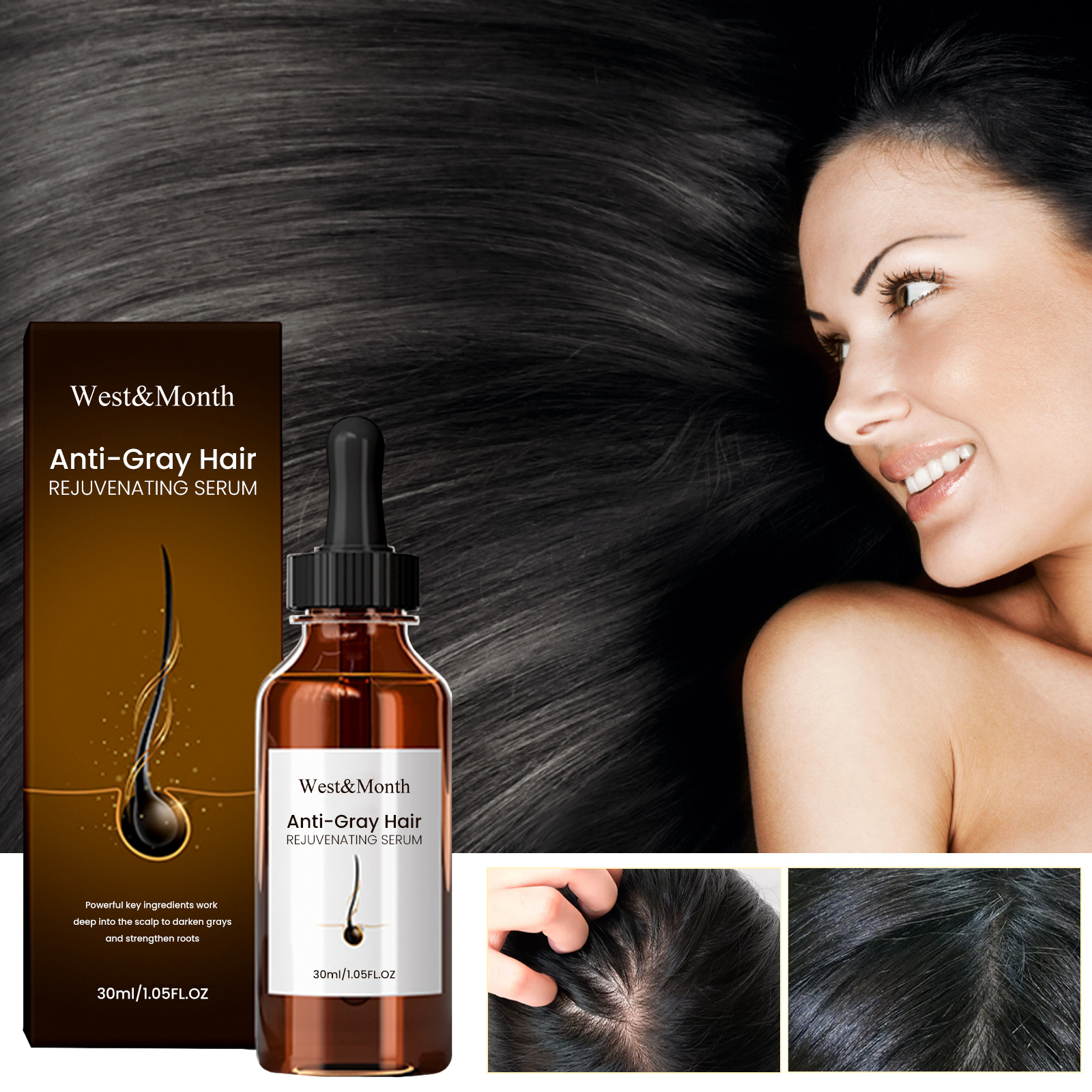 Hair Care Serum Anti White Hair Essence Polygonum Multiflorum Essence Moisturizing Black haircut Nursing Health Beauty 30ml