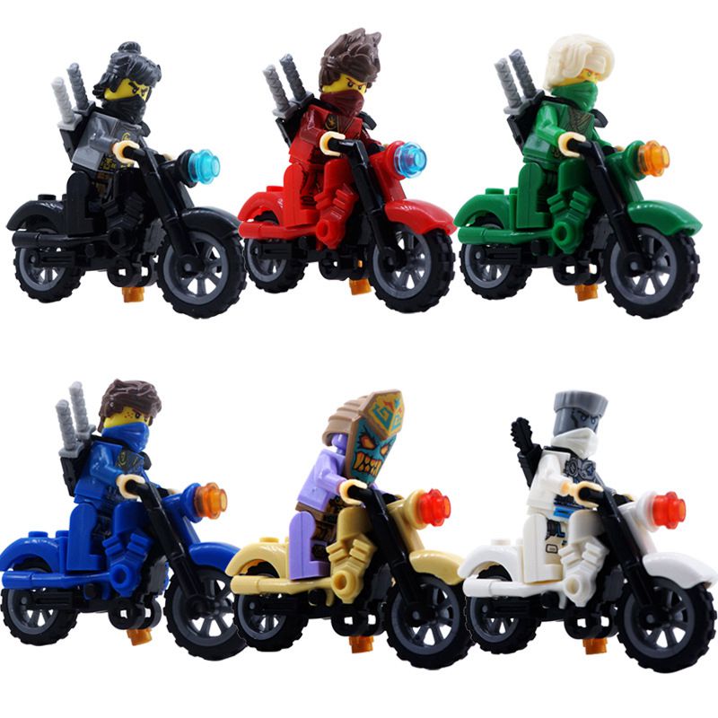 6Pcs Ninjago Motorcycle Minifigures Ninja Mini Figures Fits Blocks Toy Christmas Halloween Gift