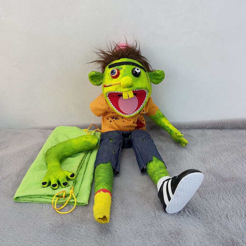 (Jeffy) Jeffy Puppet Soft Plush Toy and His Sister Feebee Puppet Plush Toy Doll, Mischievous Funny Puppets Toy Hand Puppet with Working Mouth for Play House Birthday Christmas Halloween Party Gift for Kid