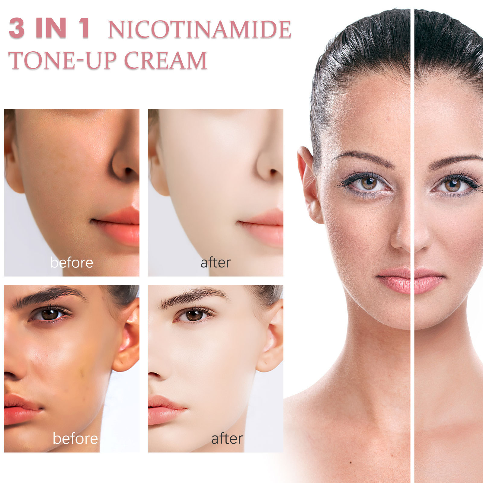 Face Cream Hydrating Concealer Translucent Soft Focus Skin Tinting Cream 3 in 1 Nicotinamide Brightening Tone-Up Plain Makeup Delicate Nature