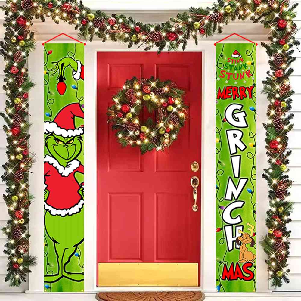 Grinch Christmas Decorations Grinch Porch Sign Door Banner Merry Grinchmas