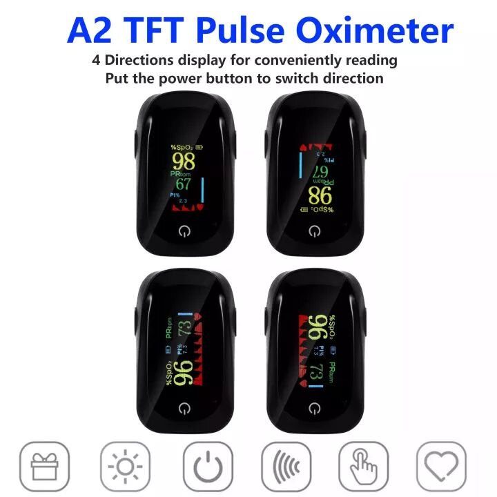 Fingertip Pulse Oximeter Blood Oxygen Saturation Monitor Heart Rate Monitor and SpO2 Levels With OLED Screen Black