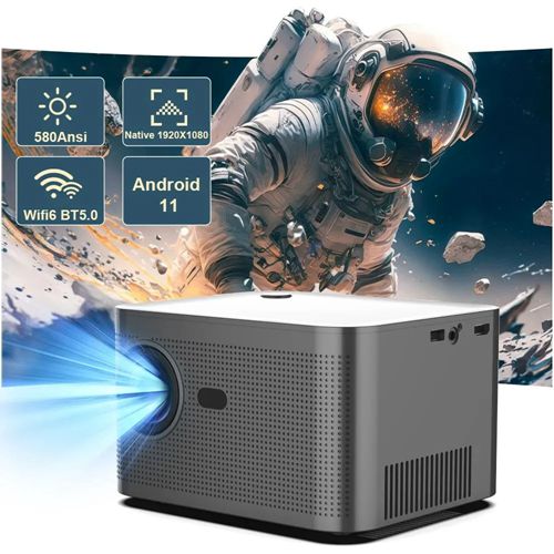 Projector Android 11 Real 4K 1920*1080P Wifi6 580ANSI Allwinner 32G Voice Control BT5.0 Home Cinema