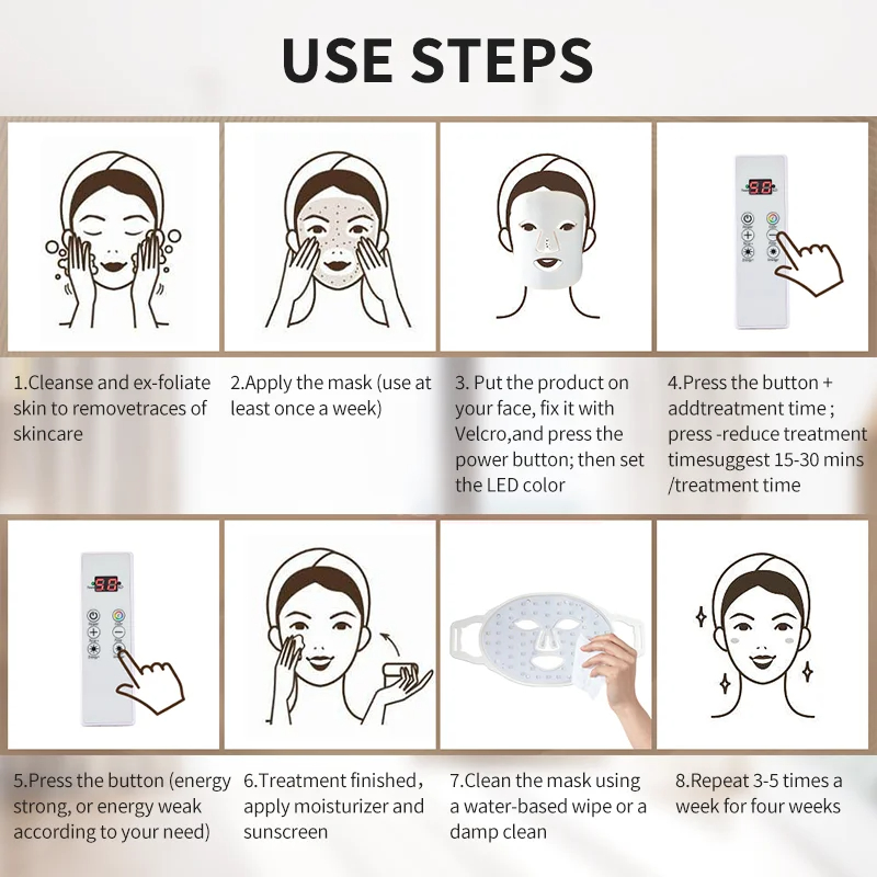 Silicone Led Light Therapy Face Mask 7 Colors Facial Rejuvenation Tightening Anti Aging Therapy Mask