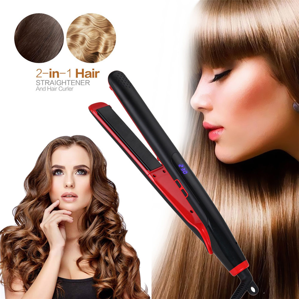 Hair Straightener and Hair Curler Curling Iron Curler Tool 2 IN 1 Professional Fast Heating