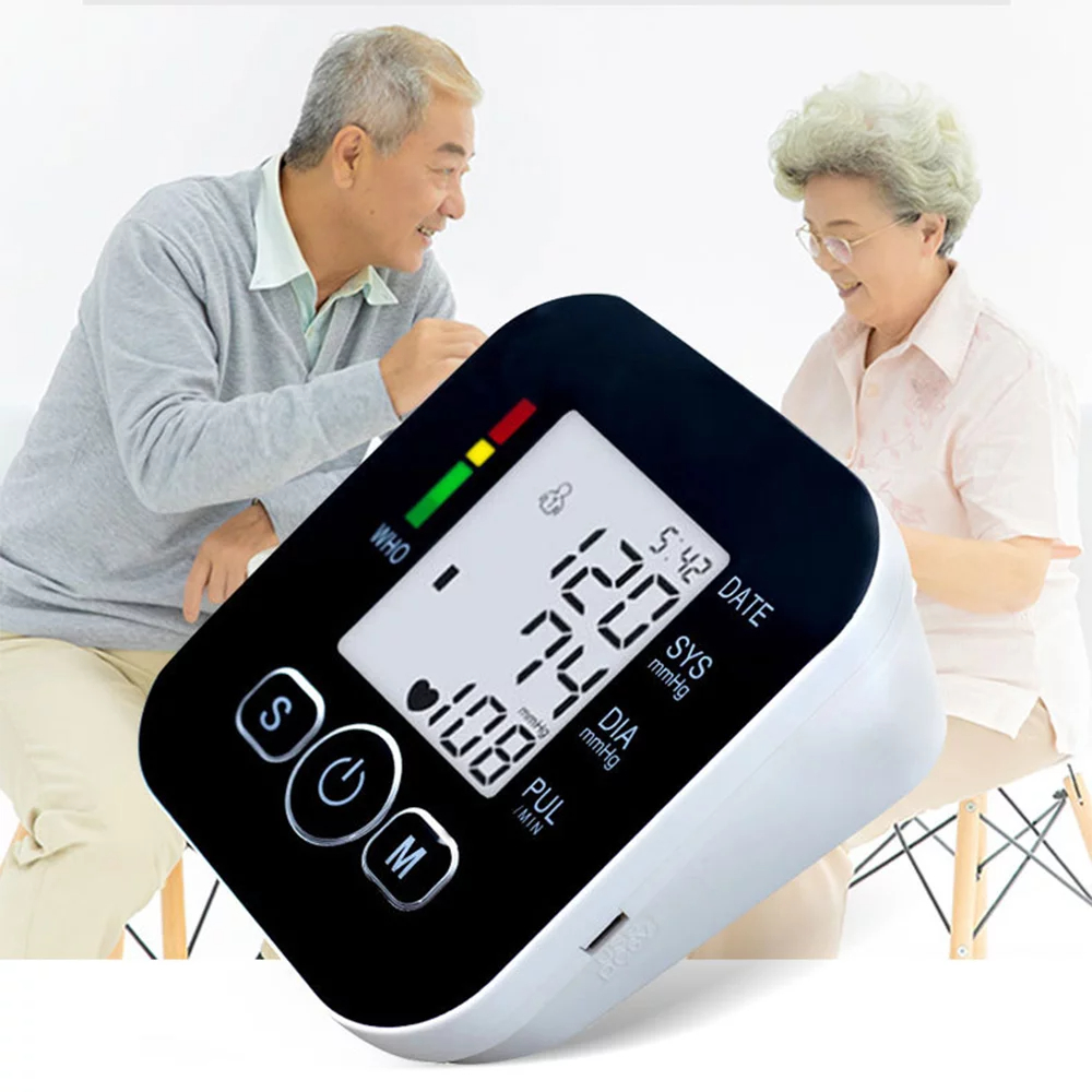 (White) Blood Pressure Monitors Manual Blood Pressure Kit Digital Upper Arm Blood Pressure Machine for Home Use Heart Rate Monitor BP Cuff Kit