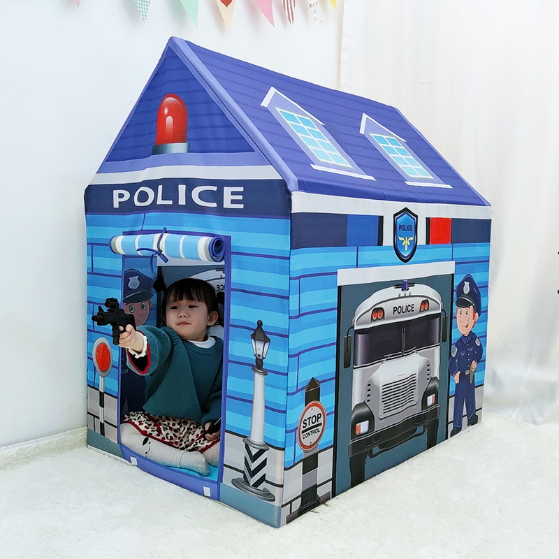 Kids Police Themed Play Tent Interactive Role-Playing House