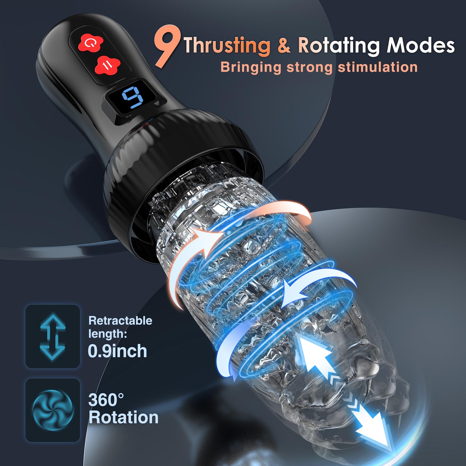 Electric Male Masturbator Sex Toys for Men LCD Display Mastuabors Toy Hands Free for Penis Stimulation Rotating Thrusting Adult Pocket Pussy Sex Doll