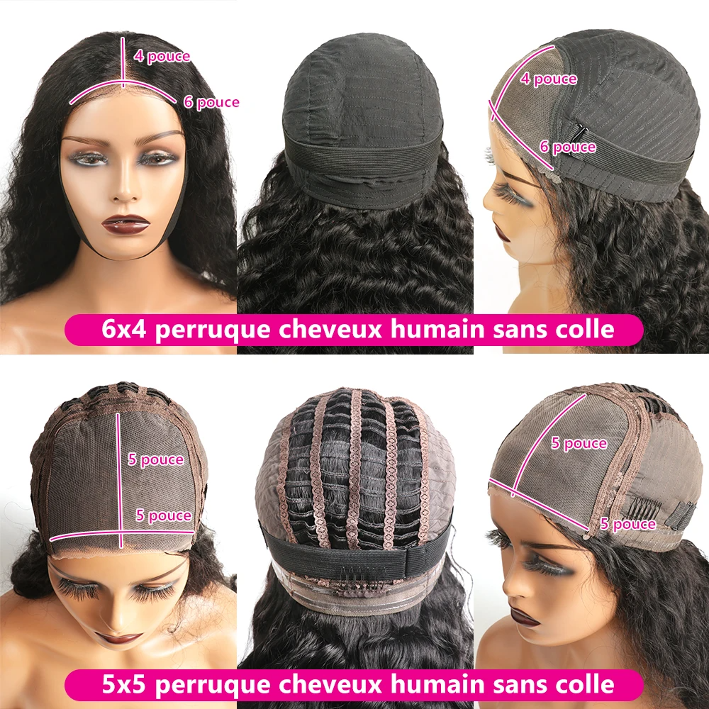 (5x5 Wear Go Lace Wig 16inches) 180 Percent Pre Cut Lace Glueless Wig Wear and Go 6x4 Lace Closure Wigs 5x5 Water Wavy Glueless Frontal Human Hair Wigs For Wome