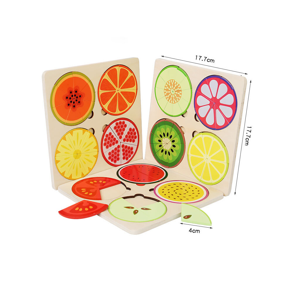 Montessori Magnetic Fraction Learning Math Toys Wooden Board Fruit Circles Blocks Puzzle Game Early Educational Math Skills