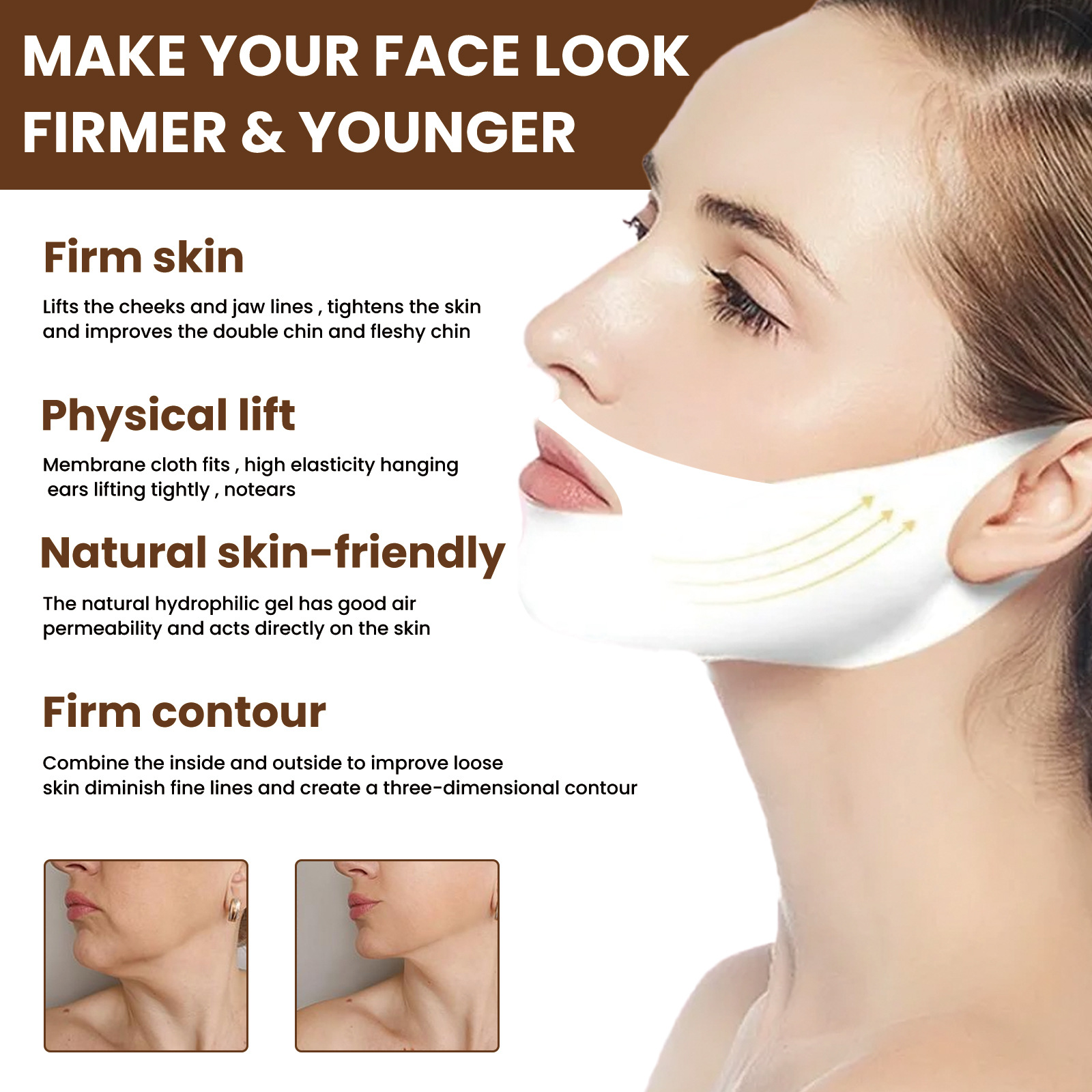 (1 pack in bag) V Shaped Slimming Face Mask Patch Double Chin Reducer Strap Chin Contour Firming Tightening Strap Face V Line Lifting Mask Face Care Product