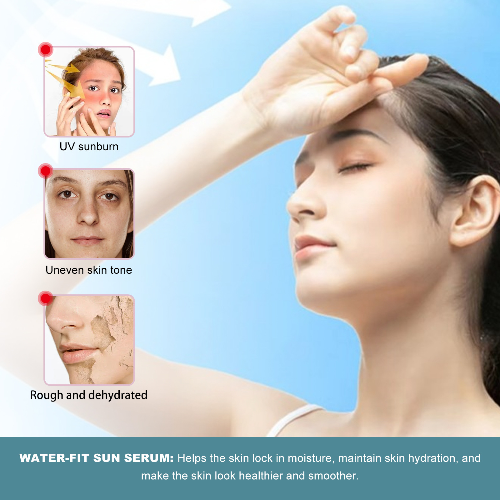 OUHOE Moisturizing Cream Facial Body Sunscreen Skin Protective Moisturizes Skin Summer Refreshing Brightening Facial Care Sunblock Cream 50ml