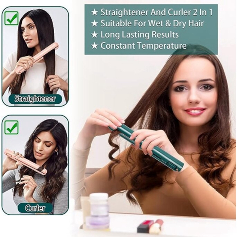 2 in 1 Mini Dual-Purpose Curling Iron Cordless Hair Straighteners Curler